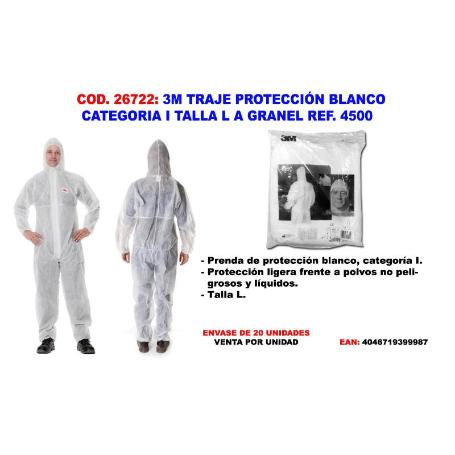 3M TRAJE PROTECCION BLANCO CATEGORIA I TALLA L REF. 4500