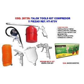 TALOX TOOLS KIT COMPRESOR AIRE COMPRIMIDO 5 PIEZA HT-AT5V