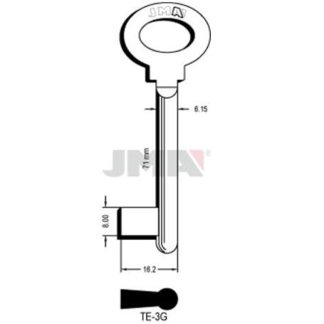LLAVES JMA TIPO GORJA LATON MOD TE-3G (CAJA 10 UNIDADES)