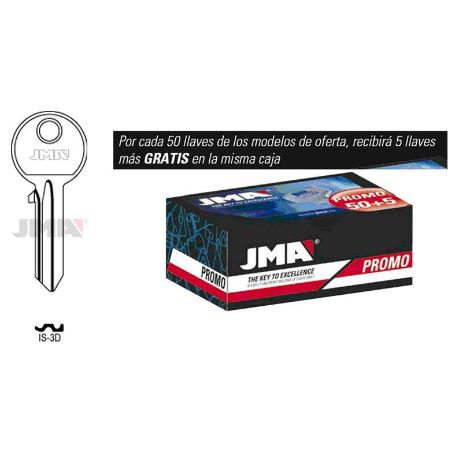 LLAVES JMA PROMO 50 LLAVES+5 GRATIS ACERO TIPO B MOD IS-3D (CAJA 50 UNIDADES)