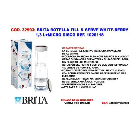 BRITA FINSTOCK TBOTELLA FILL&SERVE WHITE-BERRY 1,3 L+MICRODIS