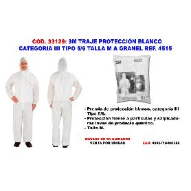 3M TRAJE PROTECCION BLANCO CATEGORIA III TIPO 5-6 M REF. 4515