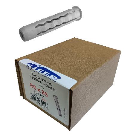 SIFER TACO NYLON SX 4 EXPANSIONES GL 5X25 CAJA 200 UND TGX0525