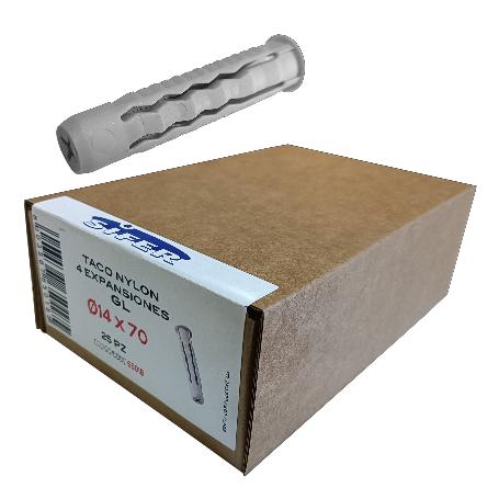 SIFER TACO NYLON SX 4 EXPANSIONES GL 14X70 CAJA 25 UND TGX1470