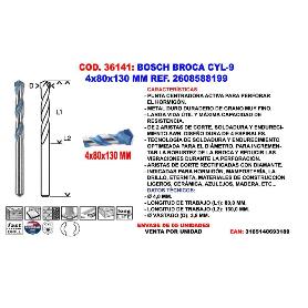 BOSCH BROCA CYL-9    4X  80X130 MM 2 608 588 199