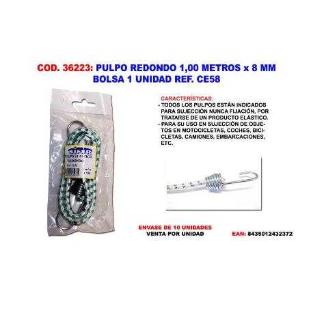 PULPO REDONDO 1,00 METROS X   8 MM CE58 BOLSA 1 UND CE09