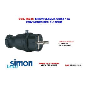 SIMON CLAVIJA GOMA 16A 250V NEGRO CL122201