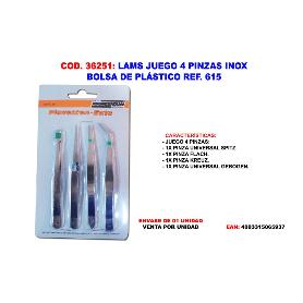 LAMS JUEGO 4 PINZAS 110 MM INOX  REF 615