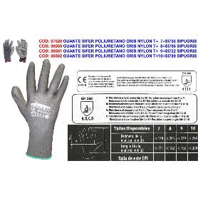 GUANTE SIFER POLIURETANO GRIS NYLON T    9 SI772 SIPUGRIS CRONOS (CAJA 12 UNIDADES)