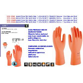 BAJA GUANTE LATEX NATURAL FLOCADO ECO-PROCEX T-9 NARANJA (CAJA 12 UNIDADES)