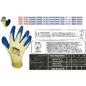 SIFER GUANTE LATEX EXTRARUGOSO-ALGODON AGRICOLA AZUL T-8 GOLIATH (CAJA 12 UNIDADES)