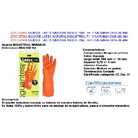 BAJA GUANTE LATEX NATURAL INDUSTRIAL T  8 NARANJA DUB-200-NA (CAJA 10 UNIDADES)