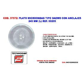 PLATO MICROONDAS TIPO DAEWO CON ANCLAJES 255 MM (L) REF. 00205