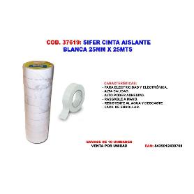 SIFER CINTA AISLANTE 25 MT X 25MM BLANCA ROLLO CA25B