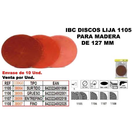 IBC FINSTOCK 1-106   5 DISCOS LIJA 127MM MADERA GRUESO