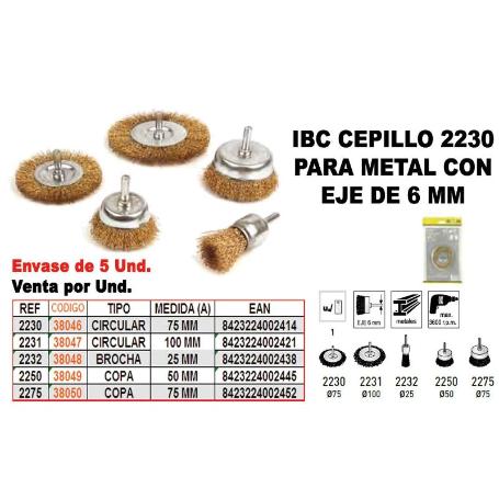 IBC FINSTOCK 2-250 CEPILLO METAL   50MM COPA   EJE 6