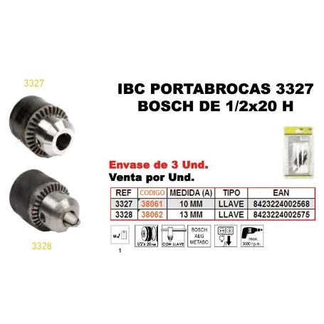 IBC FINSTOCK  3-327 PORTABROCAS LLAVE 1-2X20 H-10 MM