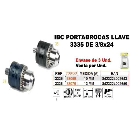 IBC FINSTOCK 3-336 PORTABROCAS LLAVE 3-8X24 M-13 MM