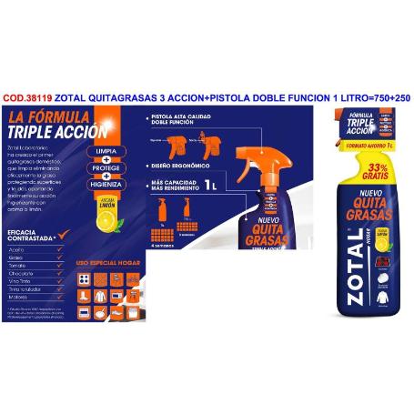 ZOTAL DESENGRASANTE MULTIUSO +PISTOLA  2 FUNCION 0.75 L 75000135