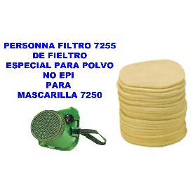 PERSONNA FILTRO 7255 DE FIELTRO POLVO PARA MASCARILLA7250 NO EPI (CAJA 100 UNIDADES)