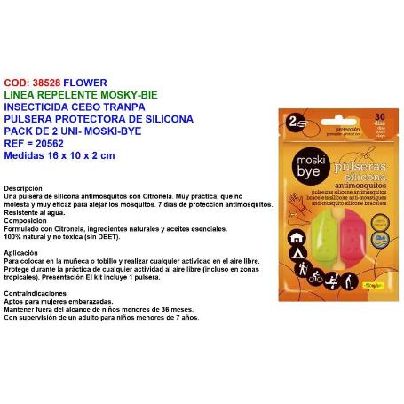 FLOWER REPELENTE PULSERA PROT.SILICONA PACK 2 UND MOSKIBYE 20562