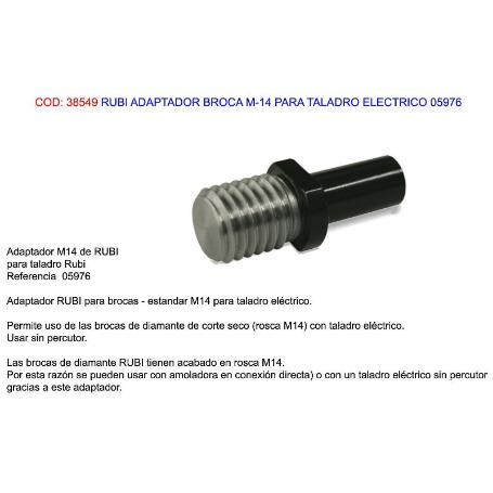 RUBI ADAPTADOR TALADRO M-14 DE BROCA DIAMANTE DRYGRES 05976
