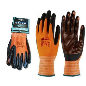 GUANTE SIFER NYLON+NITRILO PUNTOS SUPERFOAM SICRODO T-10 HEFESTO (CAJA 12 UNIDADES)