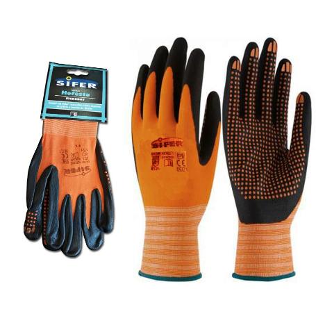 GUANTE SIFER NYLON+NITRILO PUNTOS SUPERFOAM SICRODO T-10 HEFESTO (CAJA 12 UNIDADES)