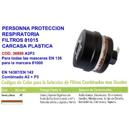 PERSONNA FILTRO MASCARA 3000T A2P3 R CLAS 2 ROSCA UNIVERSAL T 20