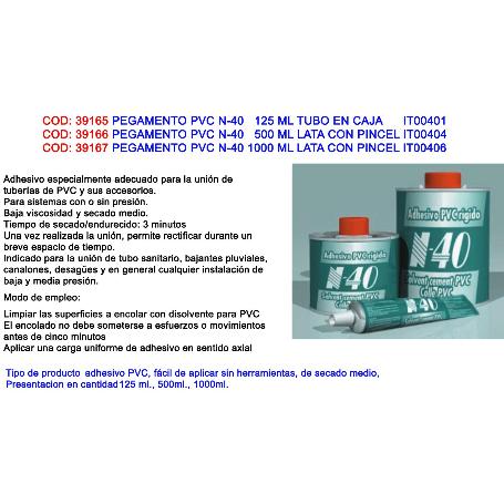PEGAMENTO PVC N-40   125 ML TUBO  IT00401
