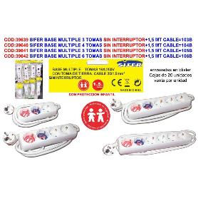 SIFER PROLONGADOR BASE MULTIPLE 6 TOMAS+1,5 MT CABLE 106B
