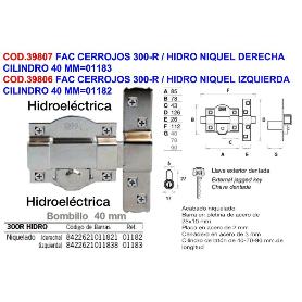 FAC CERROJOS 300-R - HIDRO NIQUEL IZQUIERDA CILINDRO 40 MM 01183