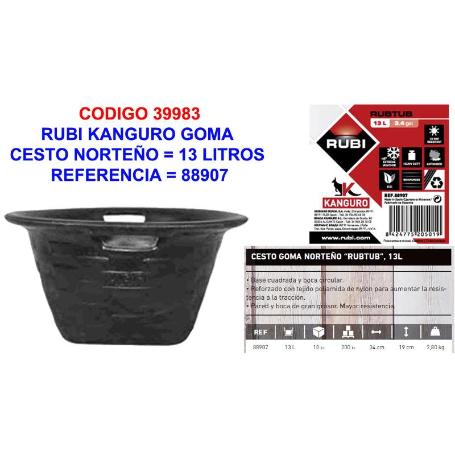 RUBI KANGURO GOMA CESTO NORTEÑO 13 LT. ALTO 19CM BOCA 34CM 88907