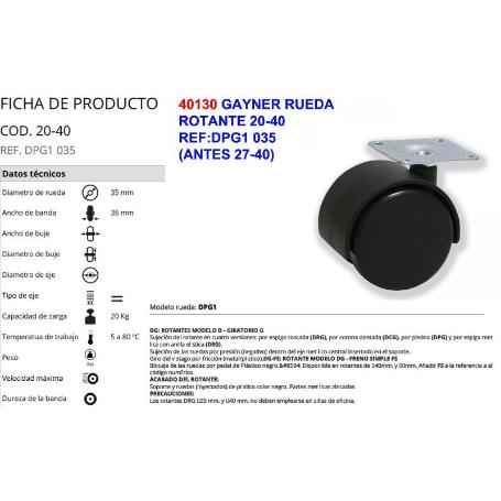 GAYNER RUEDA 20-40 REF DPG1 035  (ANTES 27-40)