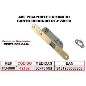 AVL PICAPORTE UNIFICADO LATONADO 50X70 MM CANTO REDONDO PU-4000 (CAJA 10 UNIDADES)