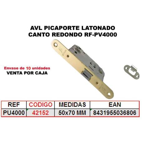 AVL PICAPORTE UNIFICADO LATONADO 50X70 MM CANTO REDONDO PU-4000 (CAJA 10 UNIDADES)