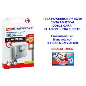 TESA FINST POWERBOND CINTA ADH.DOBLE CARA 9TIRAS 6 CMX20MM 55790