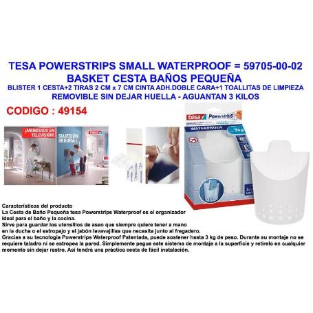TESA FINSTOCK POWERSTRIPS SMALL  CESTA BAÑOS PEQUEÑA 59705-00-02