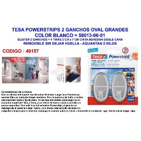 TESA FINSTOCK POWERSTRI 2 GANCHOS OVAL BLANCO+4TIRAS 58013-52-01