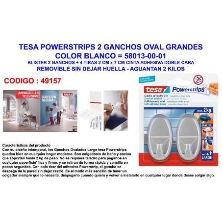 TESA FINSTOCK POWERSTRI 2 GANCHOS OVAL BLANCO+4TIRAS 58013-52-01