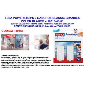 TESA FINSTOCK POWERSTRIPS 2 GANCHOS GRANDE BL 4TIRAS 58010-45-01