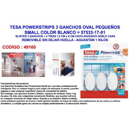 TESA FINSTOC POWERSTRIPS 3 OVAL PEQUEÑ.BLANCO+4TIRAS 57533-17-01