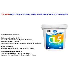TAMAR CLORO 5 ACCIONES TABL. 200 GR 5 KG ACCION LENTA 1205100050