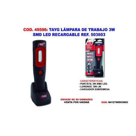 TAYG FINSTOCK LAMPARA DE TRABAJO 3W SMD LED RECARGABLE 503603