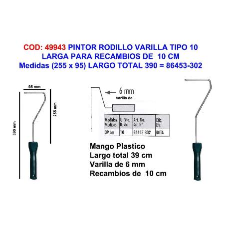 PINTOR MANGO VARILLA RODILLO LARGA 10 255X95)LARGO 390 86453-302