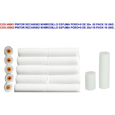 PINTOR RECAMBIO MINIRODILLO ESPUMA PORO 0 DE 35 Ø X11 CM (CAJA 10 UNIDADES)