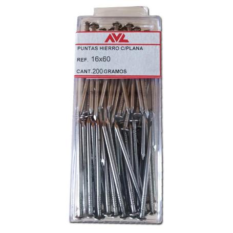 AVL PUNTAS PUNTILLAHIERRO C-PLANA 60X16  MM 200 GR  BLISTER 81-E