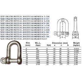 GRILLETES RECTOS AVL -DIN 82101 GALVANIZADOS M-  5   3-16 (CAJA 25 UNIDADES)