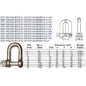 GRILLETES RECTOS AVL -DIN 82101 GALVANIZADOS M-  6   1-4 (CAJA 25 UNIDADES)