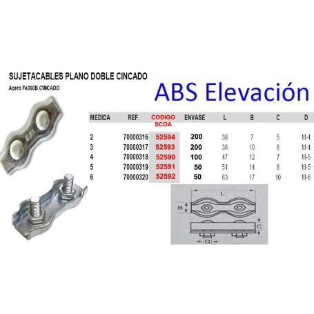 AVL SUJETACABLES PLANO DOBLE  5  CINCADO 70000319 (CAJA 25 UNIDADES)